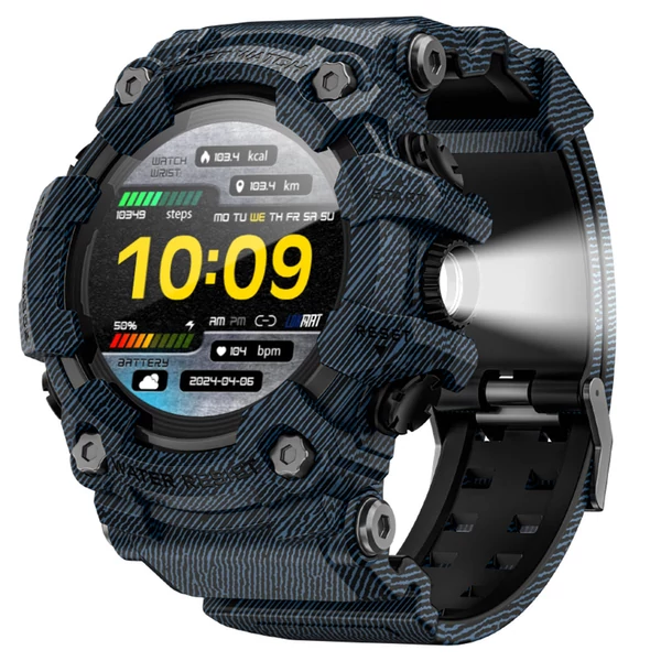 LOKMAT ATTACK GT okosóra – 1.32'' HD érintőkijelző, IP68 vízálló, 100+ sportmód, Bluetooth hívás, pulzus- és alvásmérés, 15 napos üzemidő – Kék