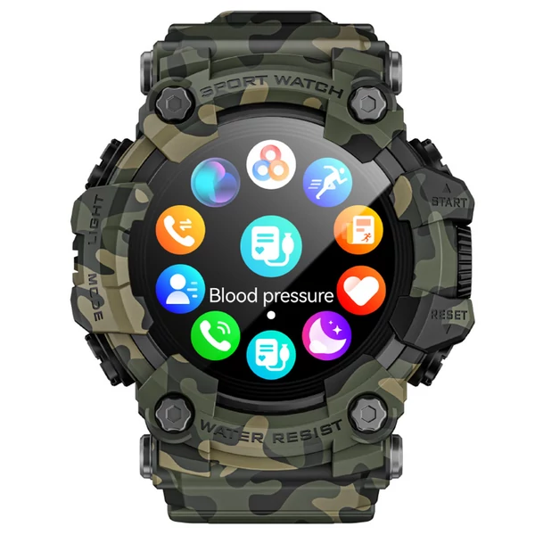 LOKMAT ATTACK GT okosóra – 1.32'' HD érintőkijelző, IP68 vízálló, 100+ sportmód, Bluetooth hívás, pulzus- és alvásmérés, 15 napos üzemidő – Katonai zöld