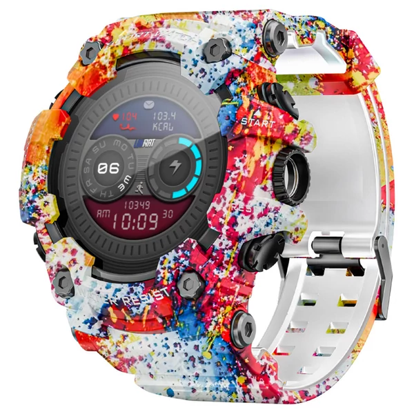 LOKMAT ATTACK GT okosóra – 1.32'' HD érintőkijelző, IP68 vízálló, 100+ sportmód, Bluetooth hívás, pulzus- és alvásmérés, 15 napos üzemidő – Pink-fehér