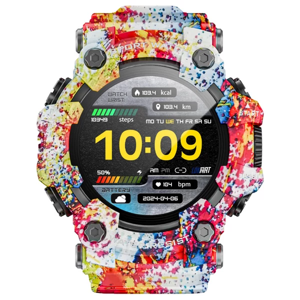 LOKMAT ATTACK GT okosóra – 1.32'' HD érintőkijelző, IP68 vízálló, 100+ sportmód, Bluetooth hívás, pulzus- és alvásmérés, 15 napos üzemidő – Pink-fehér