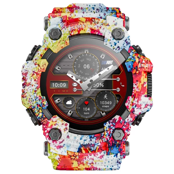 LOKMAT ATTACK GT okosóra – 1.32'' HD érintőkijelző, IP68 vízálló, 100+ sportmód, Bluetooth hívás, pulzus- és alvásmérés, 15 napos üzemidő – Pink-fehér