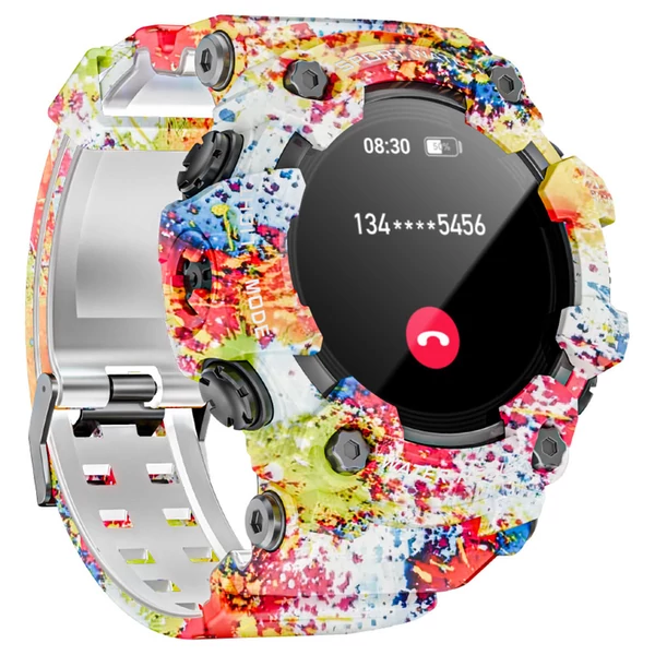 LOKMAT ATTACK GT okosóra – 1.32'' HD érintőkijelző, IP68 vízálló, 100+ sportmód, Bluetooth hívás, pulzus- és alvásmérés, 15 napos üzemidő – Pink-fehér