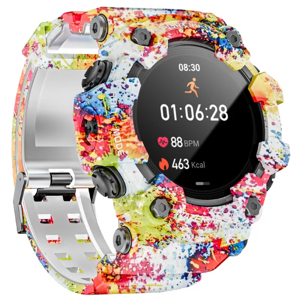 LOKMAT ATTACK GT okosóra – 1.32'' HD érintőkijelző, IP68 vízálló, 100+ sportmód, Bluetooth hívás, pulzus- és alvásmérés, 15 napos üzemidő – Pink-fehér