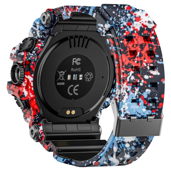 LOKMAT ATTACK GT okosóra – 1.32'' HD érintőkijelző, IP68 vízálló, 100+ sportmód, Bluetooth hívás, pulzus- és alvásmérés, 15 napos üzemidő – Virágos kék