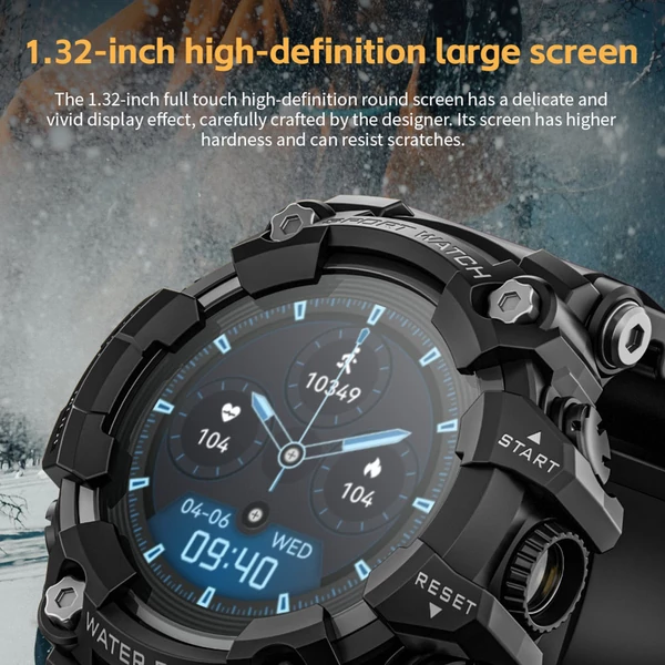 LOKMAT ATTACK GT okosóra – 1.32'' HD érintőkijelző, IP68 vízálló, 100+ sportmód, Bluetooth hívás, pulzus- és alvásmérés, 15 napos üzemidő – Fekete