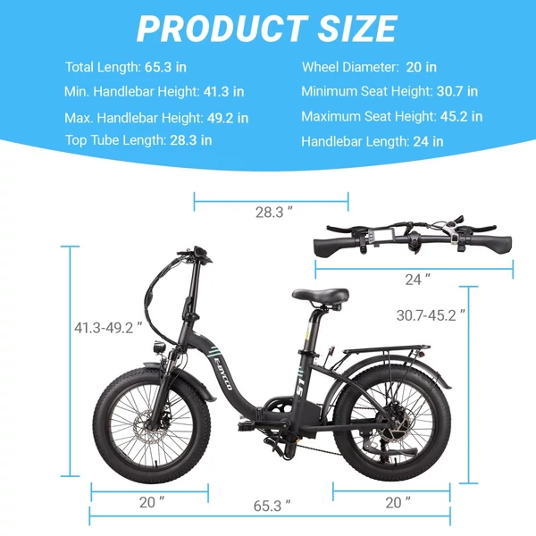 E·Bycco S1 összecsukható e-bike, 250W, 36V 10.4Ah akku, 25 km/h, 30–50 km, 20×3.0” gumi, Shimano 7 seb., dupla tárcsafék