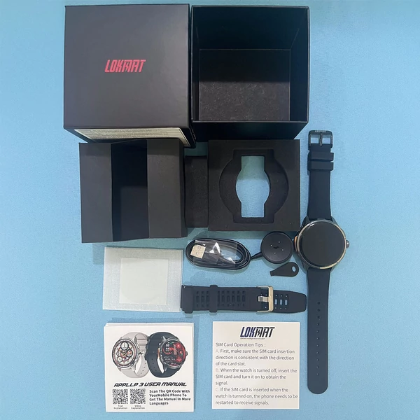 LOKMAT APPLLP 3 okosóra – 1.6'' AMOLED HD kijelző, SIM támogatás, 3GB+32GB, GPS, WiFi, egészség‑ és fitneszmonitor – Fekete