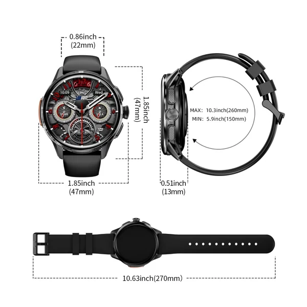 LOKMAT APPLLP 3 okosóra – 1.6'' AMOLED HD kijelző, SIM támogatás, 3GB+32GB, GPS, WiFi, egészség‑ és fitneszmonitor – Fekete