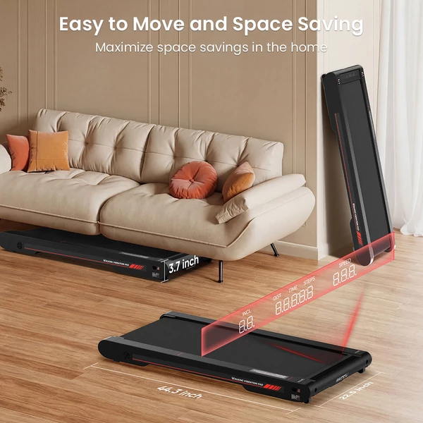 Sperax P2Pro rezgő gyaloglópad, 2 szintű 10% dőlésszög, 0.8–6.4 km/h, 120 kg teherbírás, LED kijelző, távirányító, háromszoros rezgéscsillapítás