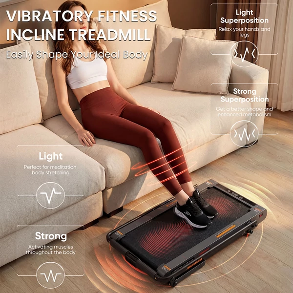 Sperax P3Max rezgő gyaloglópad kapaszkodóval, csendes 2.5HP motorral, 10% dőléssel és 160 kg teherbírással