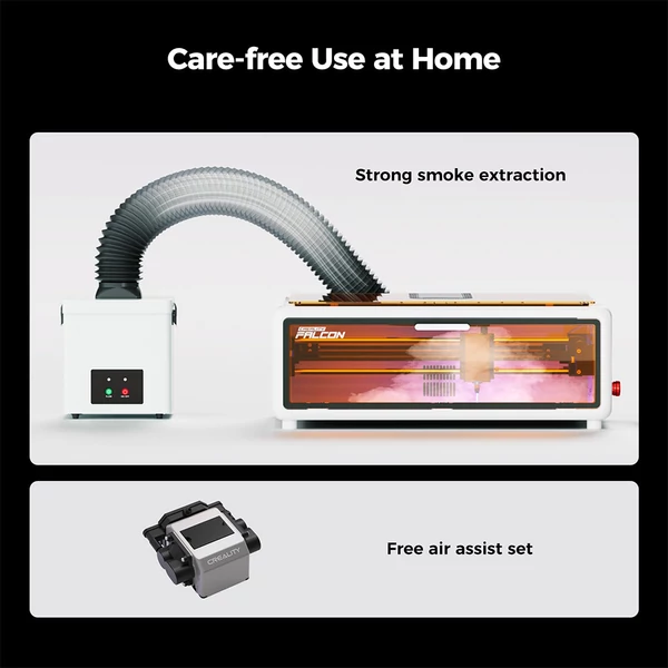 Creality Falcon A1 10W lézer + 50W, 128 m³/h füstelszívó készlet