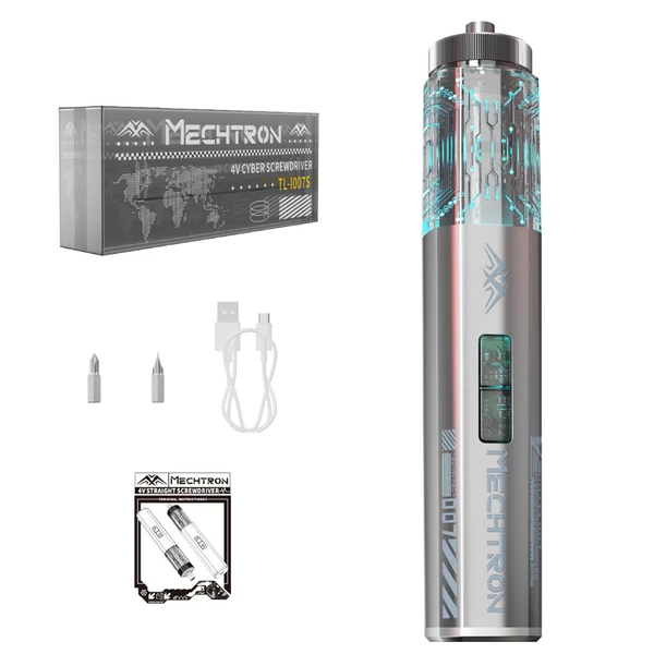 MECHTRON TL‑I007S 4V Cyber csavarhúzó – 5 Nm elektromos, 8 Nm kézi nyomaték, 270 RPM, 1500 mAh akku, Type‑C gyorstöltés, LED, mágneses bitek