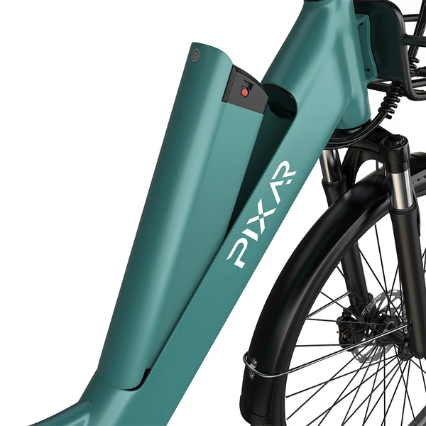 PIXAR C1 PRO városi elektromos kerékpár, 250W motor, 36V 18Ah akku, 80–100 km hatótáv, 25 km/h, Shimano 7 fokozat, hidraulikus fék, kosárral – Kék