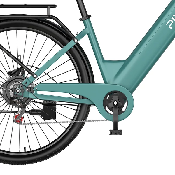 PIXAR C1 PRO városi elektromos kerékpár, 250W motor, 36V 18Ah akku, 80–100 km hatótáv, 25 km/h, Shimano 7 fokozat, hidraulikus fék, kosárral – Kék