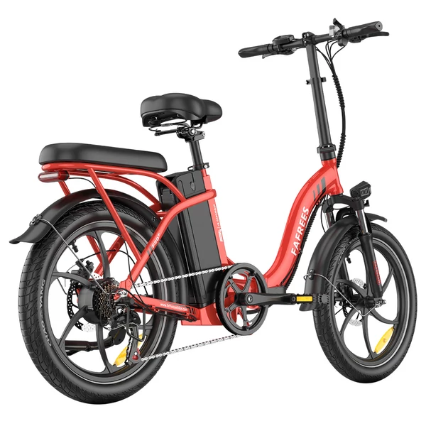 Fafrees F20+ összecsukható elektromos kerékpár, 250W motor, 36V 20Ah akku, 20x3.0 gumi, 25km/h, 90km hatótáv, tárcsafék, első teleszkóp – Piros