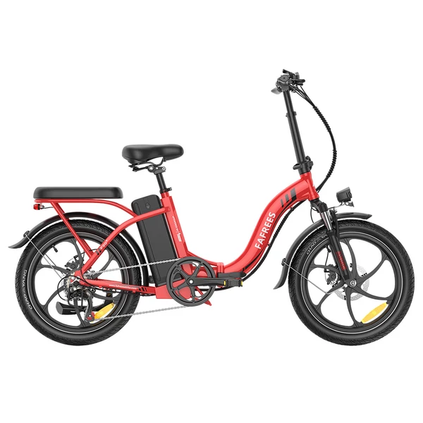 Fafrees F20+ összecsukható elektromos kerékpár, 250W motor, 36V 20Ah akku, 20x3.0 gumi, 25km/h, 90km hatótáv, tárcsafék, első teleszkóp – Piros
