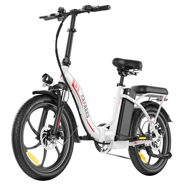 Fafrees F20+ összecsukható elektromos kerékpár, 250W motor, 36V 20Ah akku, 20x3.0 gumi, 25km/h, 90km hatótáv, tárcsafék, első teleszkóp – Fehér