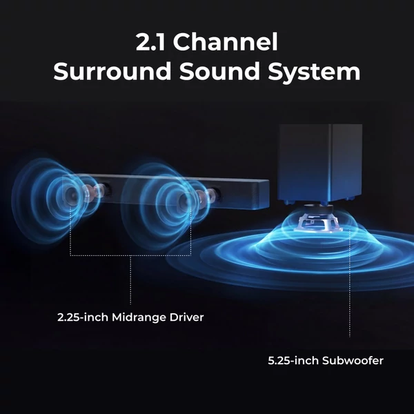 ULTIMEA Poseidon R3T 2.1 hangprojektor szett mélynyomóval, 240W csúcsteljesítmény, vezeték nélküli sub, VoiceMX, HDMI ARC/eARC, Bluetooth 6.0