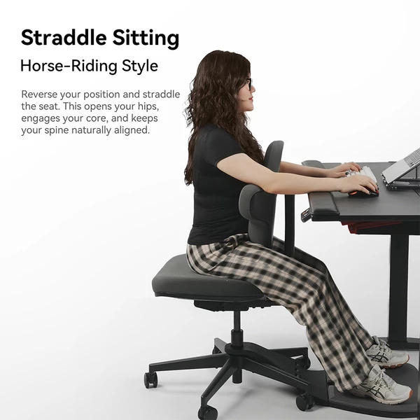 NEWTRAL MT-M Standing‑Mate ergonomikus álló szék, 5 az 1-ben adaptív ülés, dönthető háttámla, állítható magasság, 150kg teherbírás – Sötétszürke
