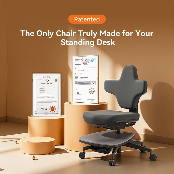 NEWTRAL MT-M Standing‑Mate ergonomikus álló szék, 5 az 1-ben adaptív ülés, dönthető háttámla, állítható magasság, 150kg teherbírás – Sötétszürke