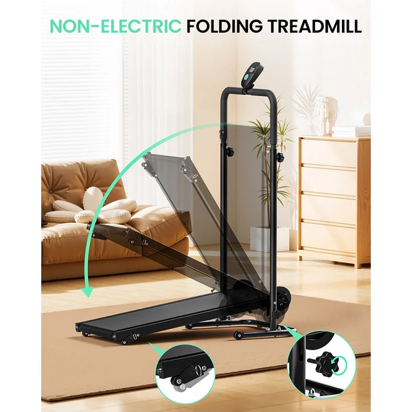 Akluer RJ401 motor nélküli futópad 5% dőléssel, 3 sebességfokozattal, 92×39 cm futófelülettel, 150 kg teherbírással, LED kijelzővel