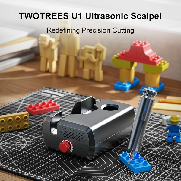 TWO TREES U1 kézi ultrahangos vágó, 40kHz 40W precíziós szerszám, 24V, cserélhető penge, műanyaghoz, akrilhoz, bőrhöz, fához