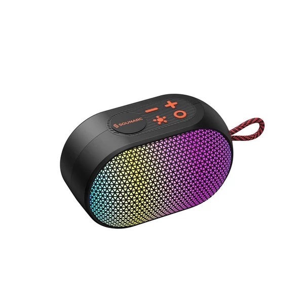 SOUNARC XR3 mini hordozható Bluetooth hangszóró, 5W sztereó hang, BT 5.3, TWS párosítás, 10 órás üzemidő, LED fények, TF kártya, AUX, kültéri használatra