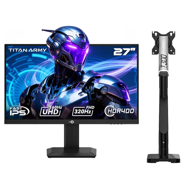 TITAN ARMY P2712V 27'' gamer monitor + T300 Pro ergonomikus monitorkar