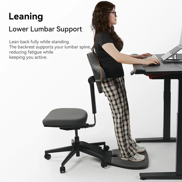 NEWTRAL MT-M Standing‑Mate ergonomikus állószék + ACGAM JSD5‑A1‑02 állítható magasságú elektromos íróasztal