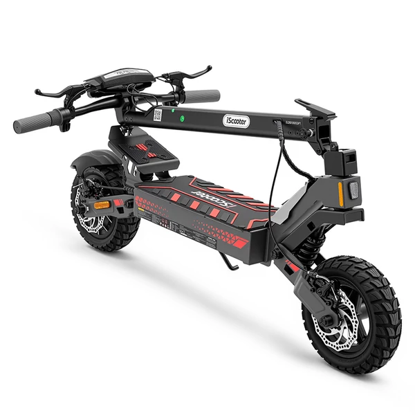 iScooter iF1 összecsukható elektromos roller, 1200W motor, 48V 10Ah akku, 45km/h, 40–50km hatótáv, 10" terepgumi, tárcsafék, E‑ABS, IPX5, 150kg