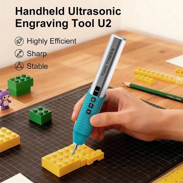 TWO TREES U2 kézi ultrahangos vágó, 40kHz nagyfrekvenciás szerszám, 30W teljesítmény, 3200mAh akku, biztonsági védelemmel, gyantához és modellezéshez