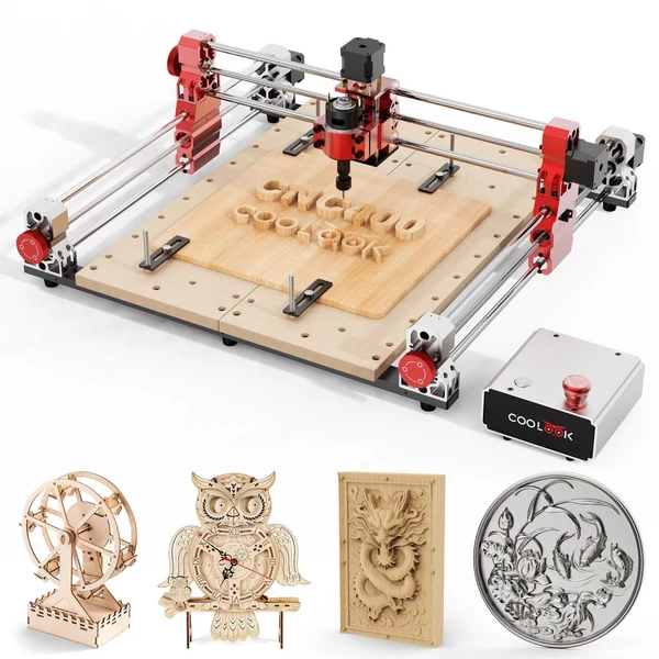 TWO TREES COOLOOK CNC400 CNC marógép, 400×400×50 mm munkaterület, 8000 RPM orsó, 500 mm/perc gravírozás, 0,05 mm pontosság, GRBL vezérlés