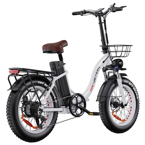 DRVETION CT20 Pro összecsukható e-bike, 750W motor, 48V 15Ah Samsung akku, 25 km/h, 80 km hatótáv, 20×4.0 CST gumi, hidraulikus fék – Fehér