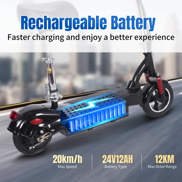 Unificare M5 elektromos roller üléssel, 350W motor, 24V 12Ah akku, 20km/h max sebesség, 12km hatótáv, dobfék