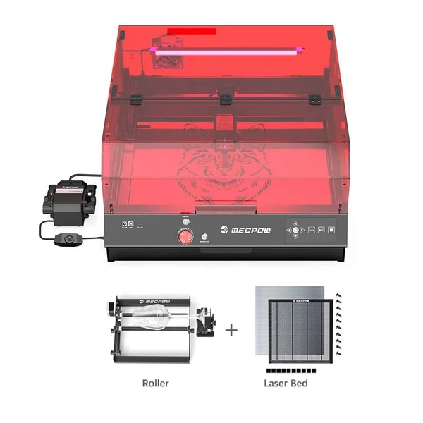 Mecpow X4 Pro 22W FDA Class 1 lézergravírozó + forgatóhenger + lézerágy