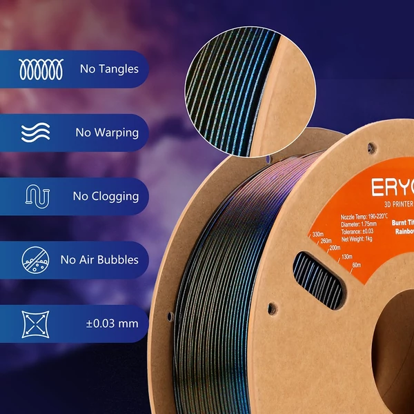 5kg ERYONE Burnt Titanium PLA filament – 1kg Galactic + 1kg Nebula + 1kg Cyber Black + 1kg Blue + 1kg kék‑lila