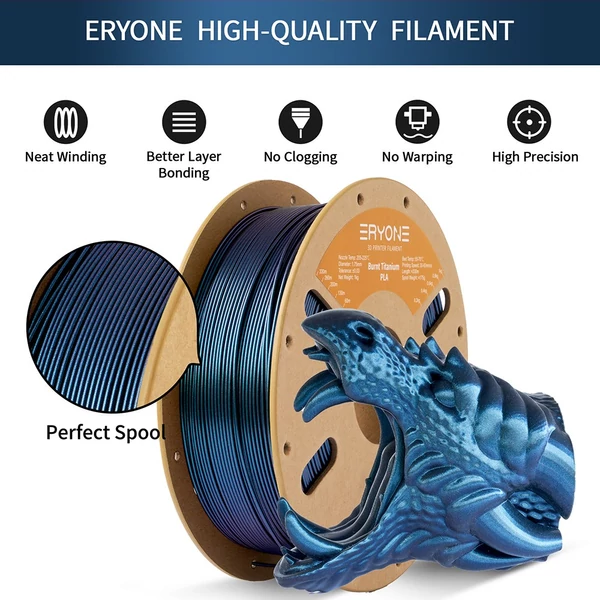 ERYONE Burnt Titanium PLA filament 1kg – Kék (kék titán árnyalat)