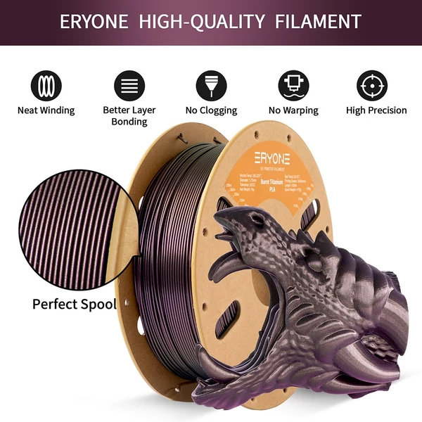 ERYONE Burnt Titanium PLA filament 1kg – Piros (vörös titánhatású PLA)