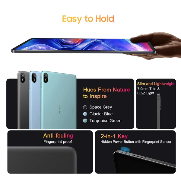 Blackview Tab 18 4G tablet, 12'' 1200×2000 IPS, Helio G99, Android 13, 12GB RAM 256GB ROM, 8800mAh, 33W gyorstöltés, WiFi, 8MP+16MP kamera – Szürke