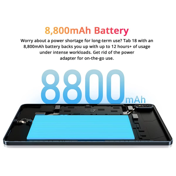 Blackview Tab 18 4G tablet, 12'' 1200×2000 IPS, Helio G99, Android 13, 12GB RAM 256GB ROM, 8800mAh, 33W gyorstöltés, WiFi, 8MP+16MP kamera – Szürke