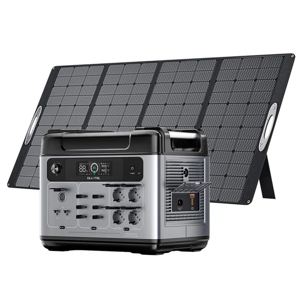 OUKITEL P2001 Plus hordozható erőmű 2048Wh kapacitással + OUKITEL PV400 összecsukható napelem panel készlet
