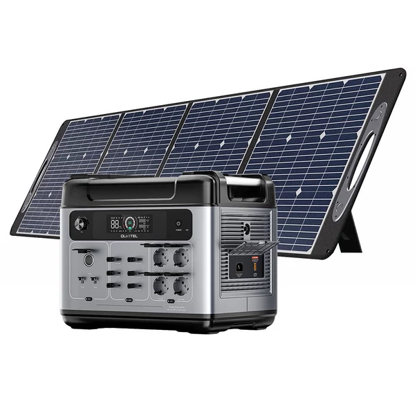 OUKITEL P2001 Plus hordozható erőmű 2048Wh kapacitással + OUKITEL PV200 összecsukható napelem panel készlet