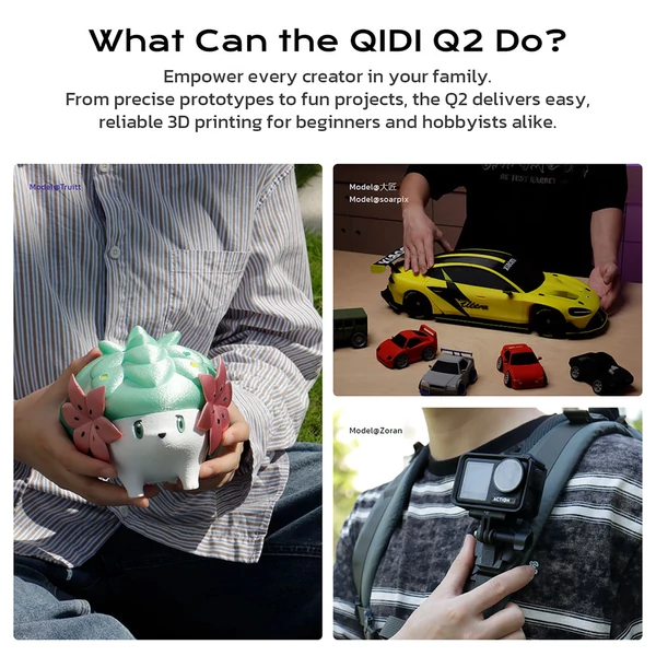 QIDI Q2C 3D nyomtató, 600 mm/s sebesség, 370 °C fém hotend, multianyag nyomtatás, 270×270×256 mm térfogat, CoreXY, automata szintezés, PEI lap