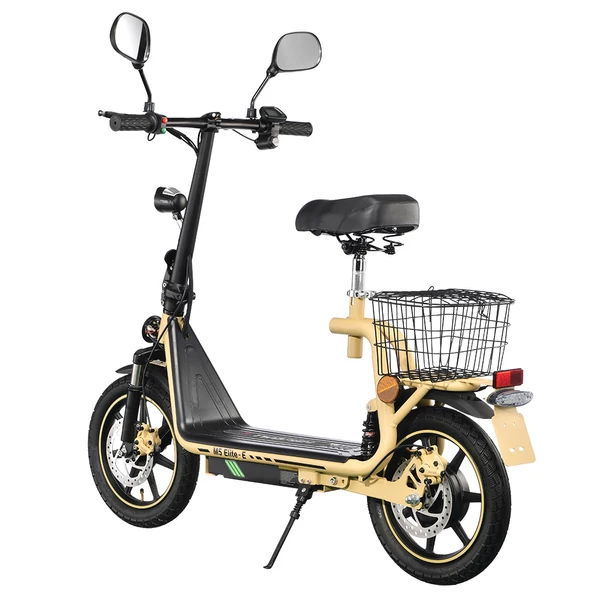 TWOFISH M5 Elite‑E EEC minősített elektromos roller üléssel és kosárral, 500W motorral, 48V 13Ah akkumulátorral, 40km/h, 30km hatótáv – Bézs