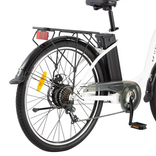 DYU C6 elektromos kerékpár, 26”, 250W motor, 25 km/h, 36V 12.5Ah akku, 70 km hatótáv – Fehér