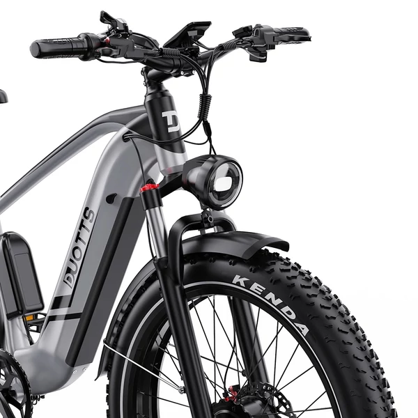 DUOTTS F26 Lite elektromos kerékpár, 500W motor, 48V 18Ah akkumulátor, 26×4.0 gumi, 50km/h, 90km hatótáv, hidraulikus fék, APP vezérlés – Ezüst‑fehér