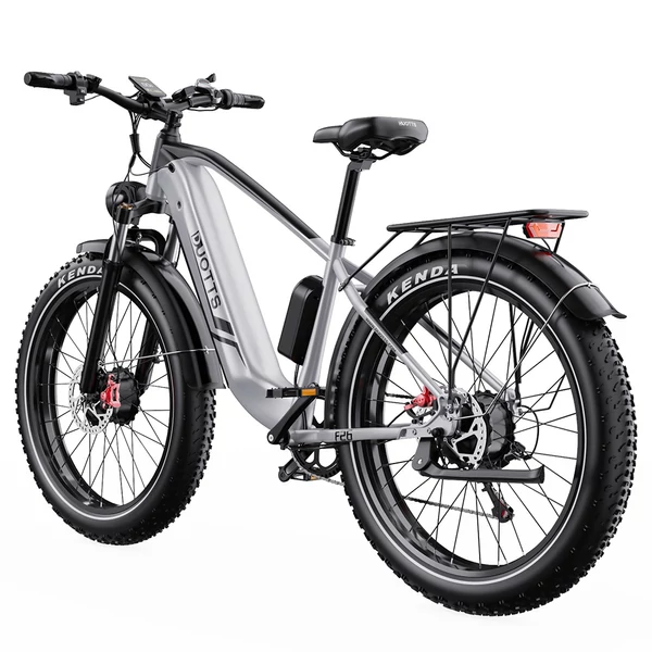 DUOTTS F26 Lite elektromos kerékpár, 500W motor, 48V 18Ah akkumulátor, 26×4.0 gumi, 50km/h, 90km hatótáv, hidraulikus fék, APP vezérlés – Ezüst‑fehér