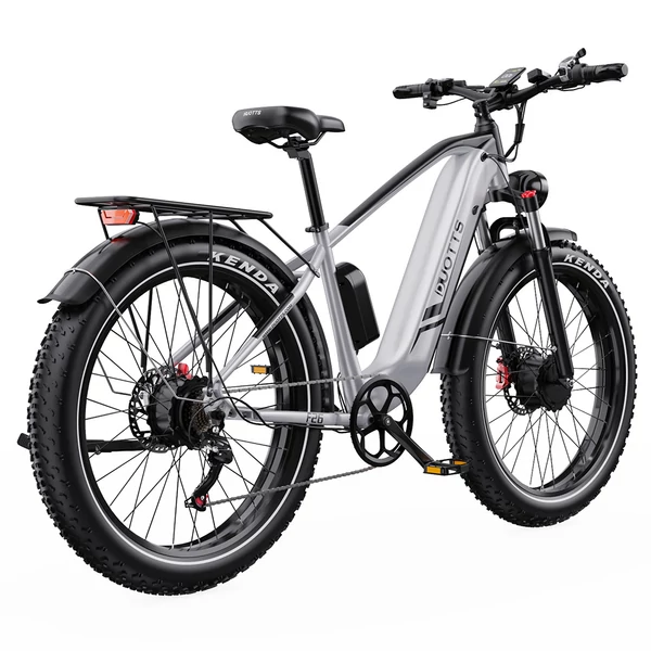 DUOTTS F26 Lite elektromos kerékpár, 500W motor, 48V 18Ah akkumulátor, 26×4.0 gumi, 50km/h, 90km hatótáv, hidraulikus fék, APP vezérlés – Ezüst‑fehér