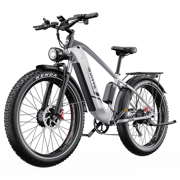 DUOTTS F26 Lite elektromos kerékpár, 500W motor, 48V 18Ah akkumulátor, 26×4.0 gumi, 50km/h, 90km hatótáv, hidraulikus fék, APP vezérlés – Ezüst‑fehér