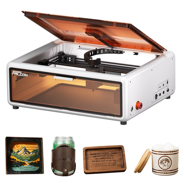 Creality Falcon A1 10W lézergravírozó és vágó, 600mm/s sebesség, 0.06–0.08mm pontosság, 305×381mm munkaterület, okos anyagfelismerés, HD kamera - Fehér